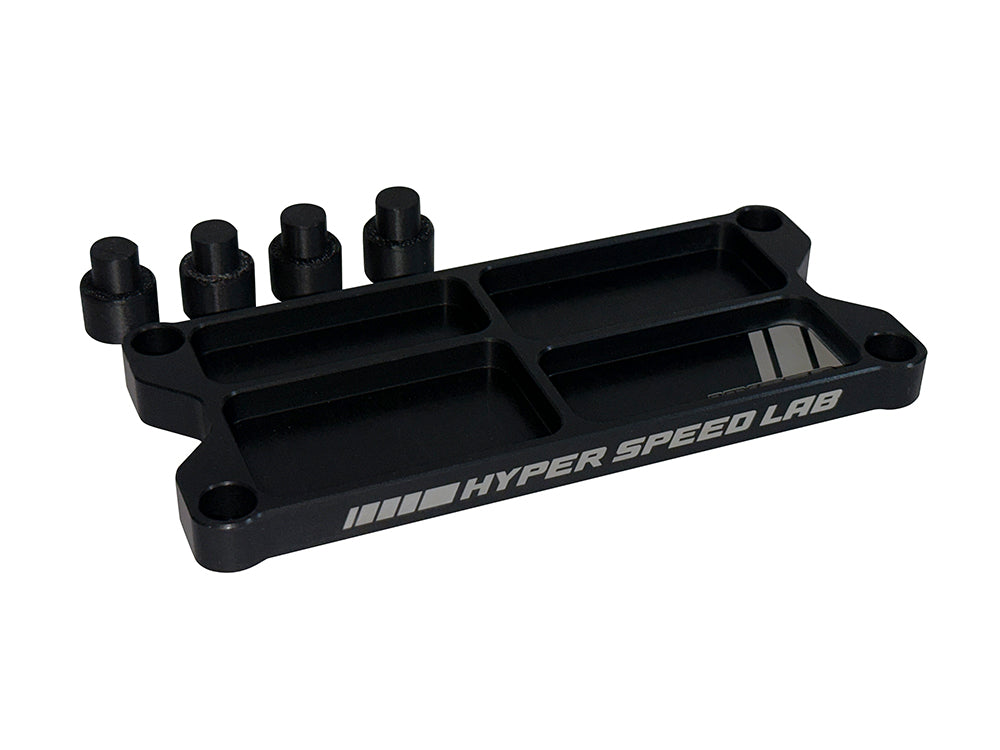 HYPER SPEED LAB: Billet Alloy Parts Tray w/ Diff Holders - 4 Pocket
