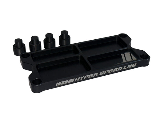 HYPER SPEED LAB: Billet Alloy Parts Tray w/ Diff Holders - 4 Pocket